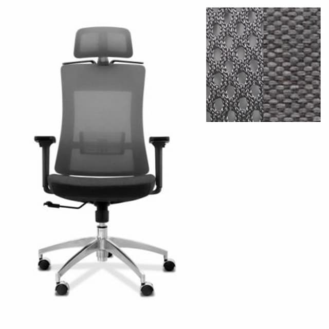 Кресло для персонала Юнитекс Pulse A PS/A/X/SL/3D/h ткань TW серая (спинка)/Bahama серая (сиденье)