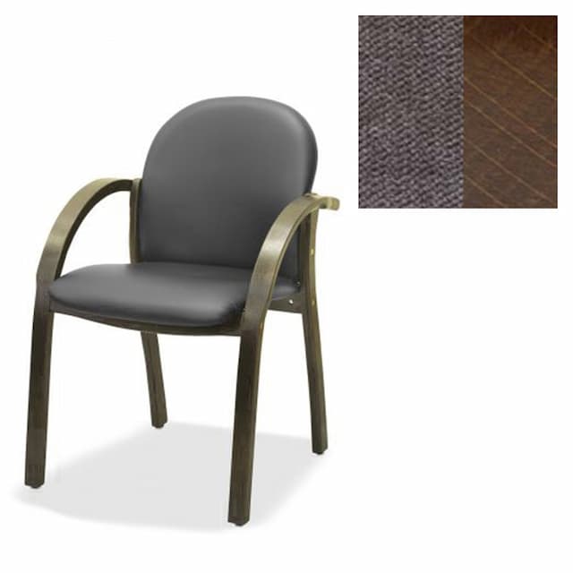 Стул офисный Юнитекс Джуно люкс ткань Сахара серая С26/дерево-орех