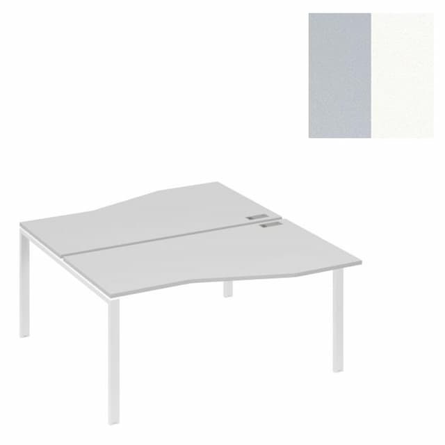 Рабочая станция Юнитекс А4 столы Техно" каркас UNO (2х160) А4 Б1 191 СЕ (160x184x75) серый/металлокаркас белый