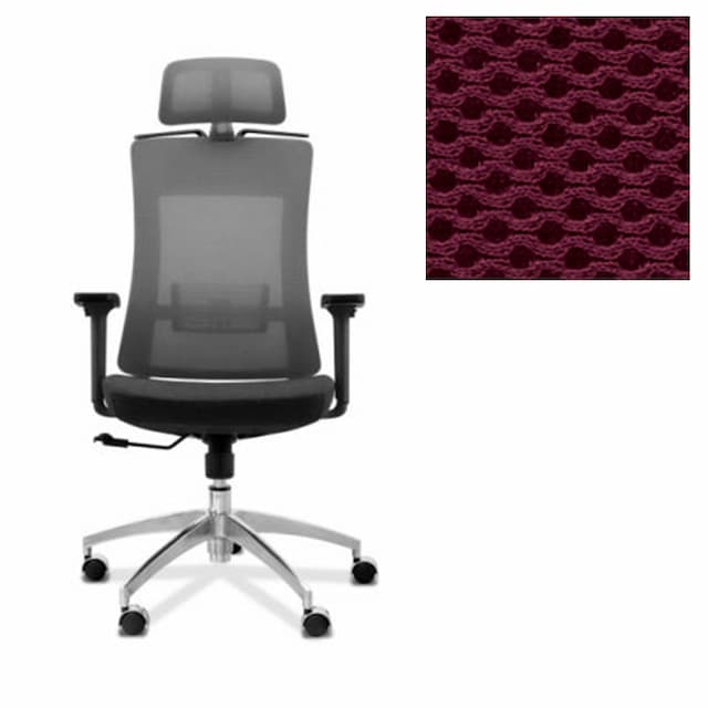 Кресло для персонала Юнитекс Pulse A PS/A/X/SL/3D/h ткань TW бордовая